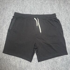 STOIC Shorts Mens Large Solid Black 7" Inseam Drawstring Casual Comfort